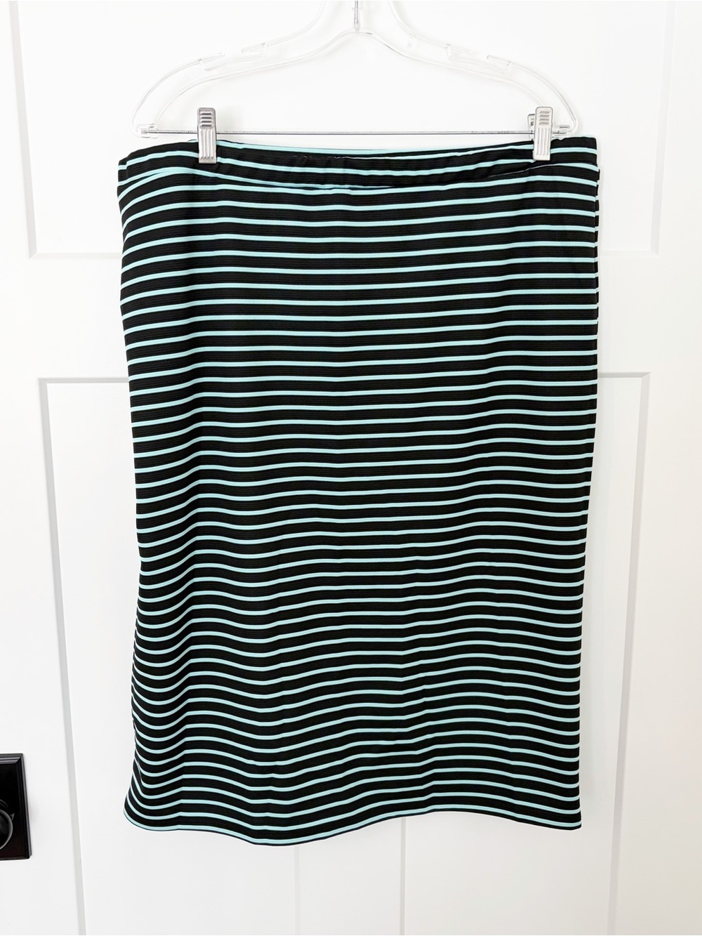 Ada Faye Black & teal Striped Pencil Skirt - Classic Women's Skirt size 1x